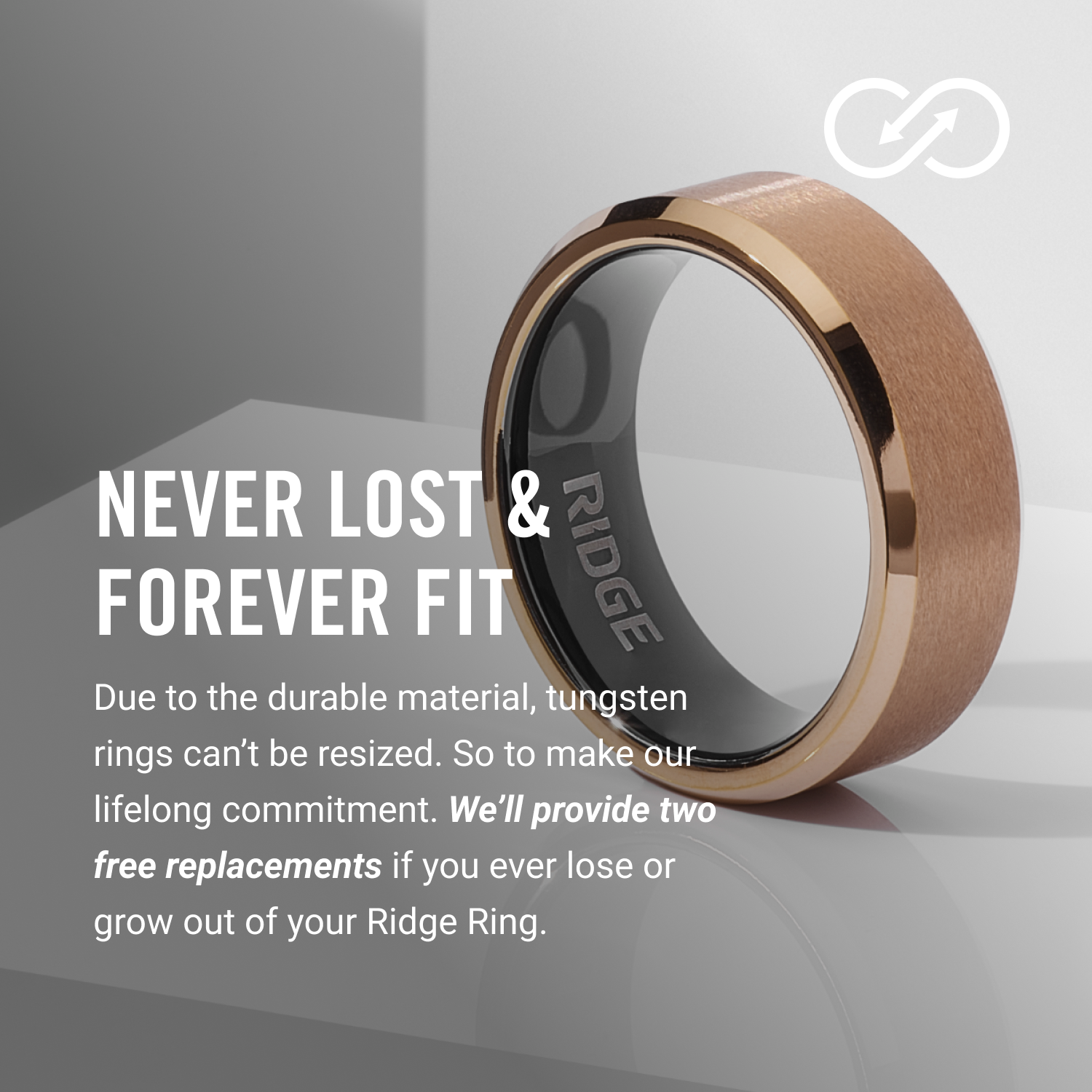 8mm Beveled Ring Set - 18K Rose Gold