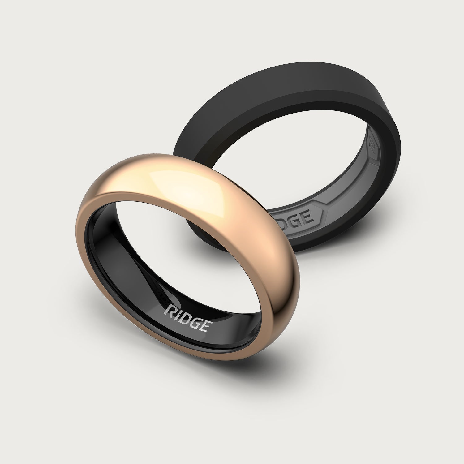 6mm Rounded Ring Set - 18K Rose Gold