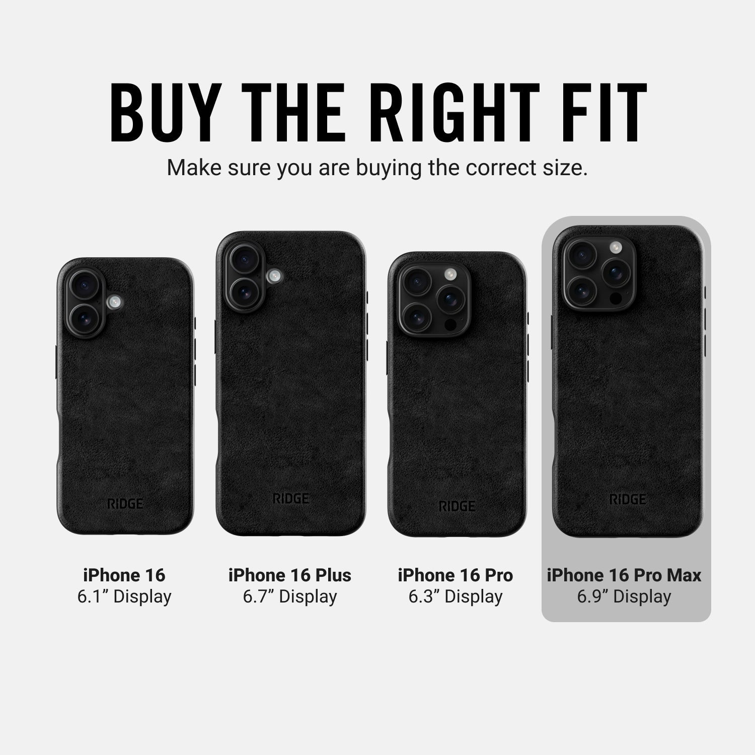 Ridge Phone Case - Midnight Black Leather - iPhone 16 Pro Max
