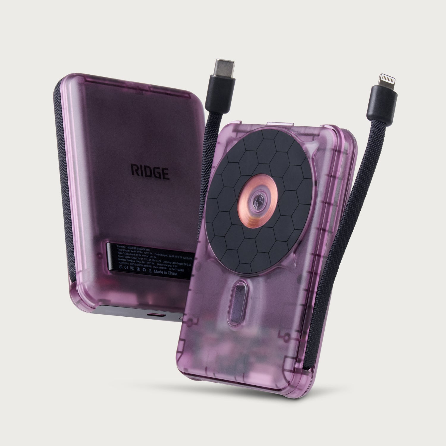 Ridge Power Bank - 10k mAh - Atomic Purple