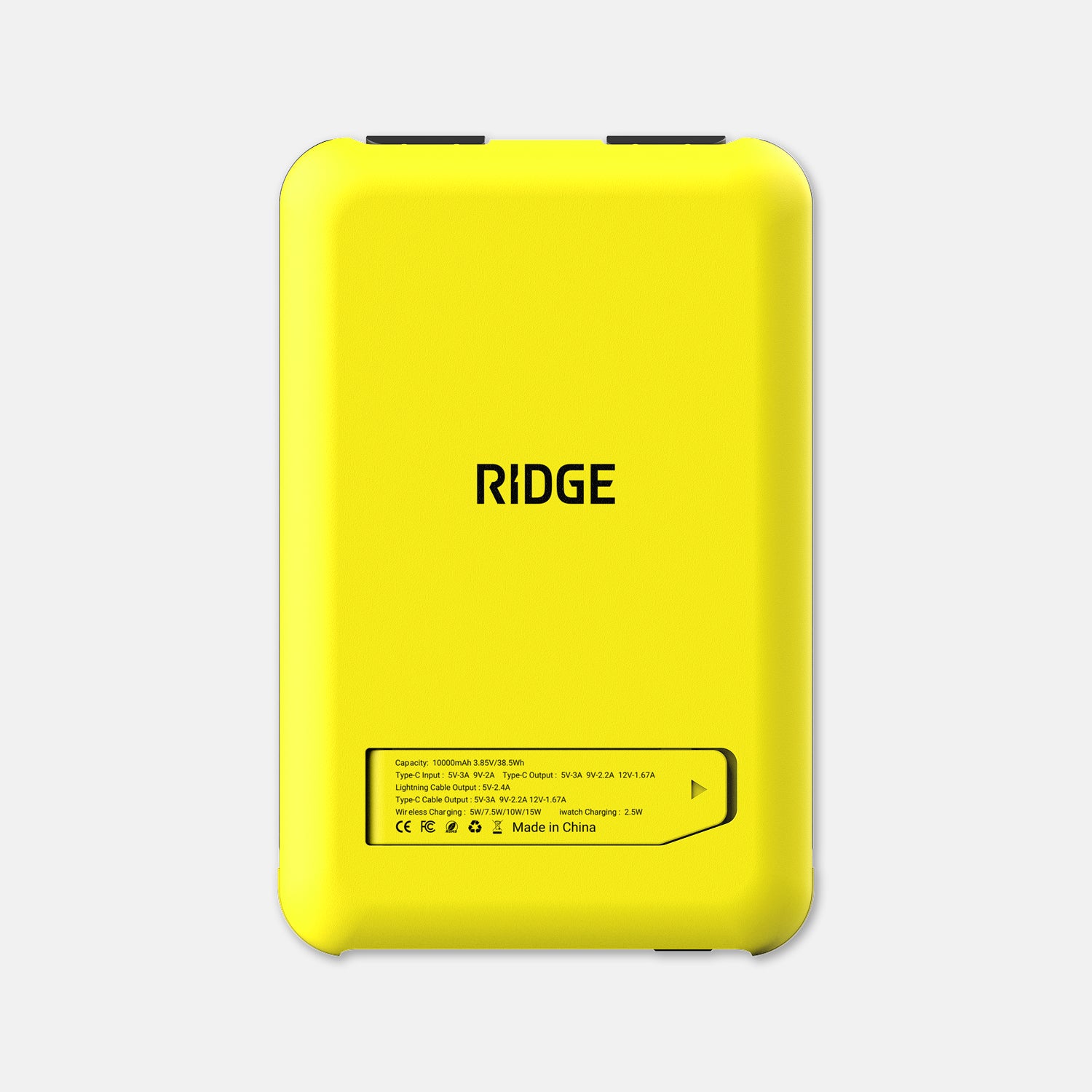 Ridge Power Bank - 10k mAh - Hyper Lime