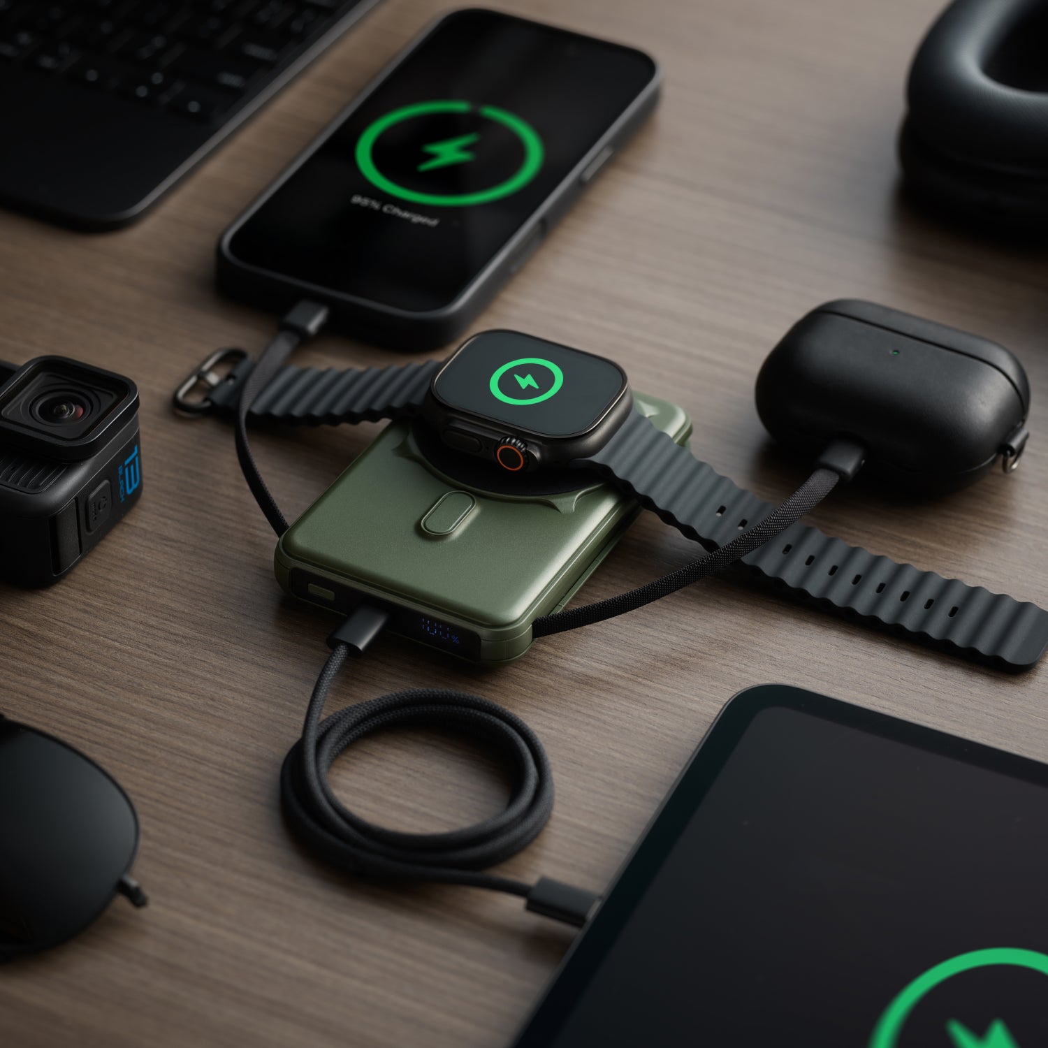 Ridge Power Bank - 10k mAh - Matte Olive