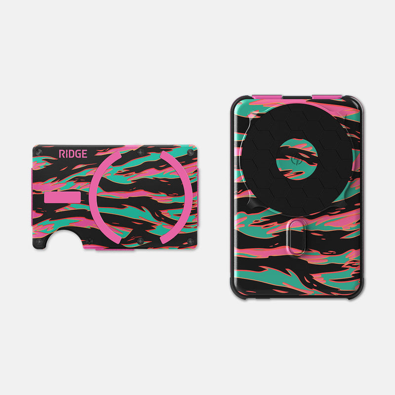 Ridge Wallet for MagSafe + Power Bank - Neon Tiger