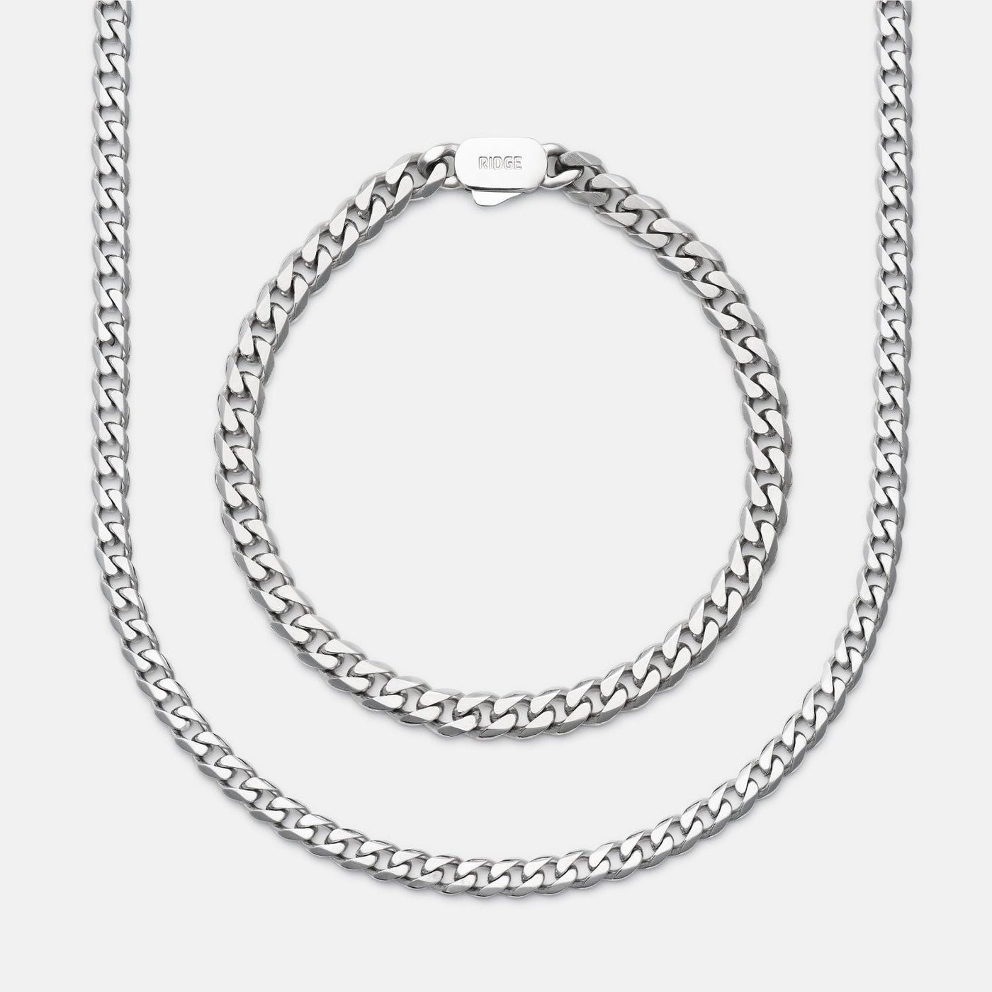 6mm Curb Bracelet - Platinum - Medium