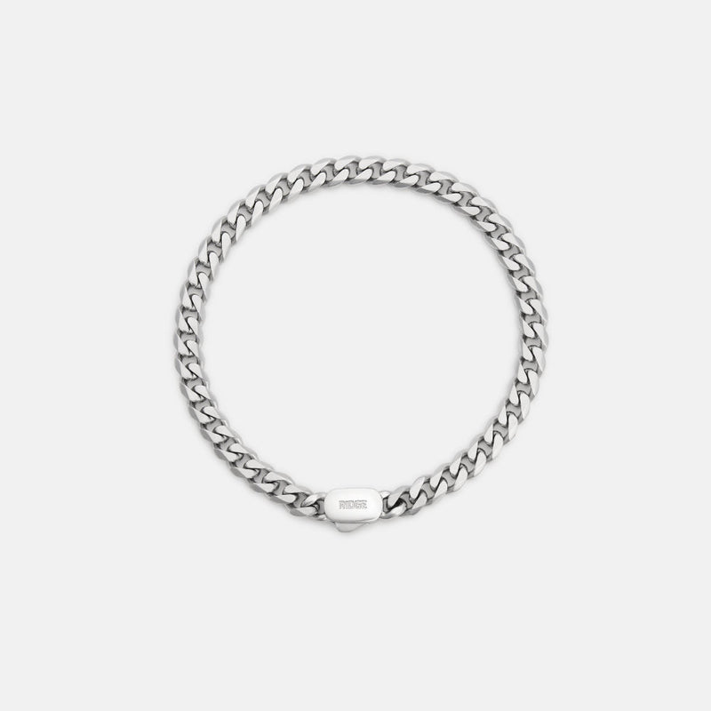 6mm Curb Bracelet - Platinum - Medium