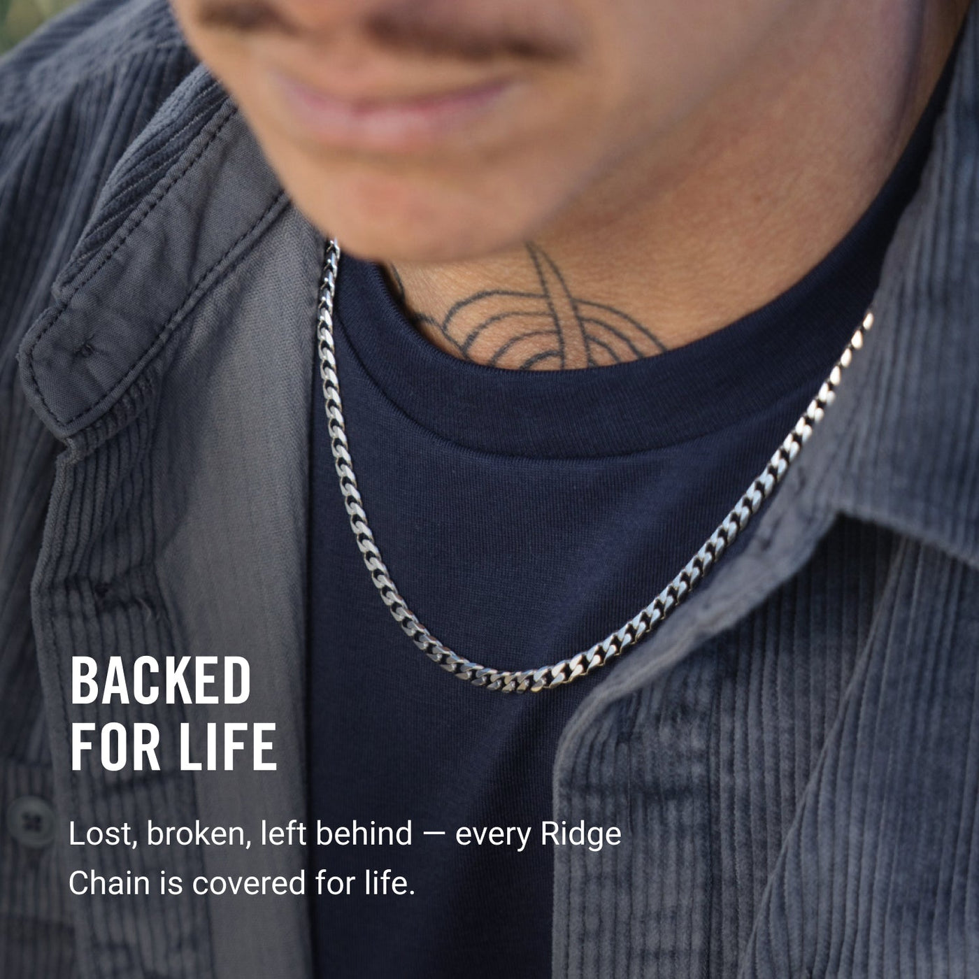 5mm Curb Chain - Platinum - 20"