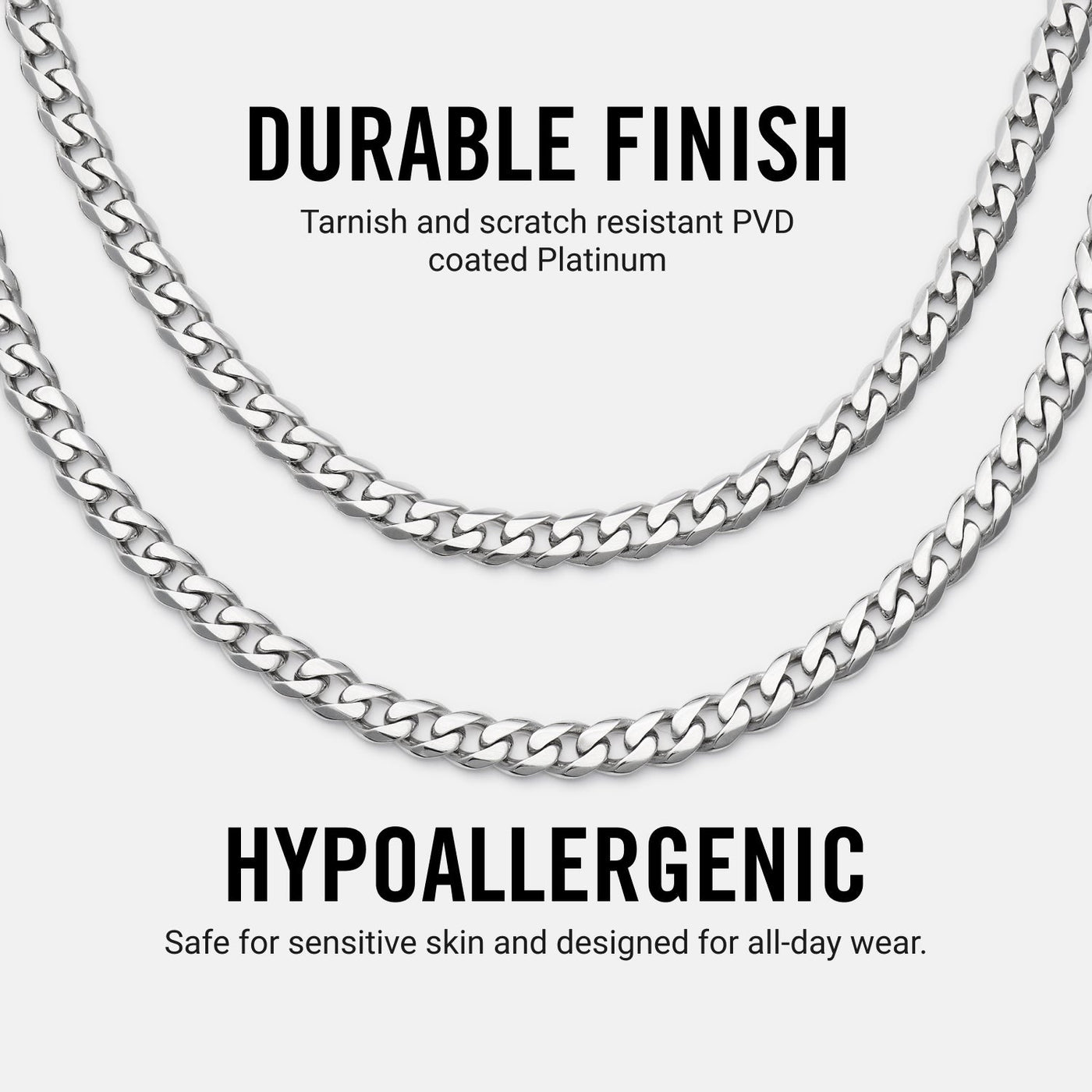5mm Curb Chain - Platinum - 20"
