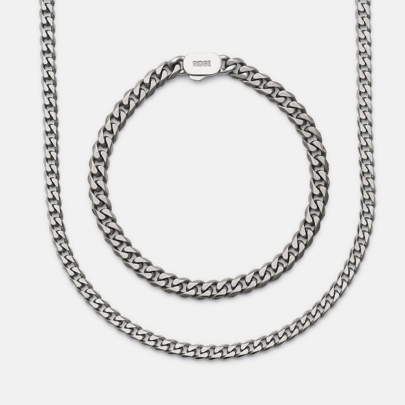 6mm Curb Bracelet - Titanium - Medium