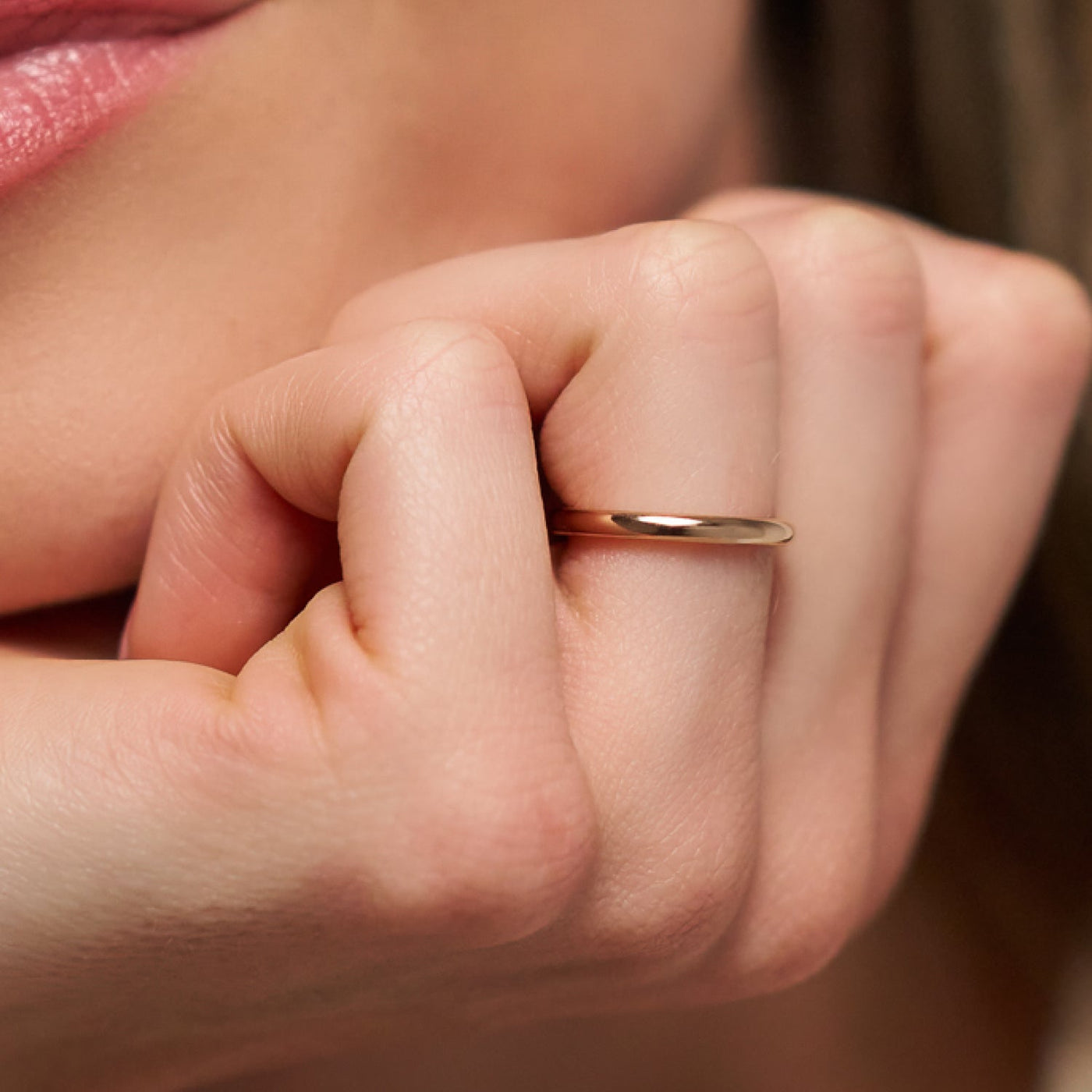 2mm Rounded Ring Set - 14K Yellow Gold