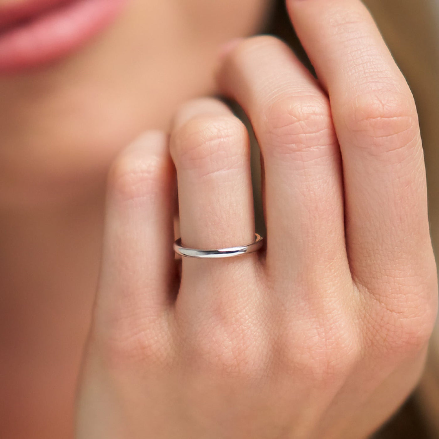 2mm Rounded Ring Set - 14K White Gold