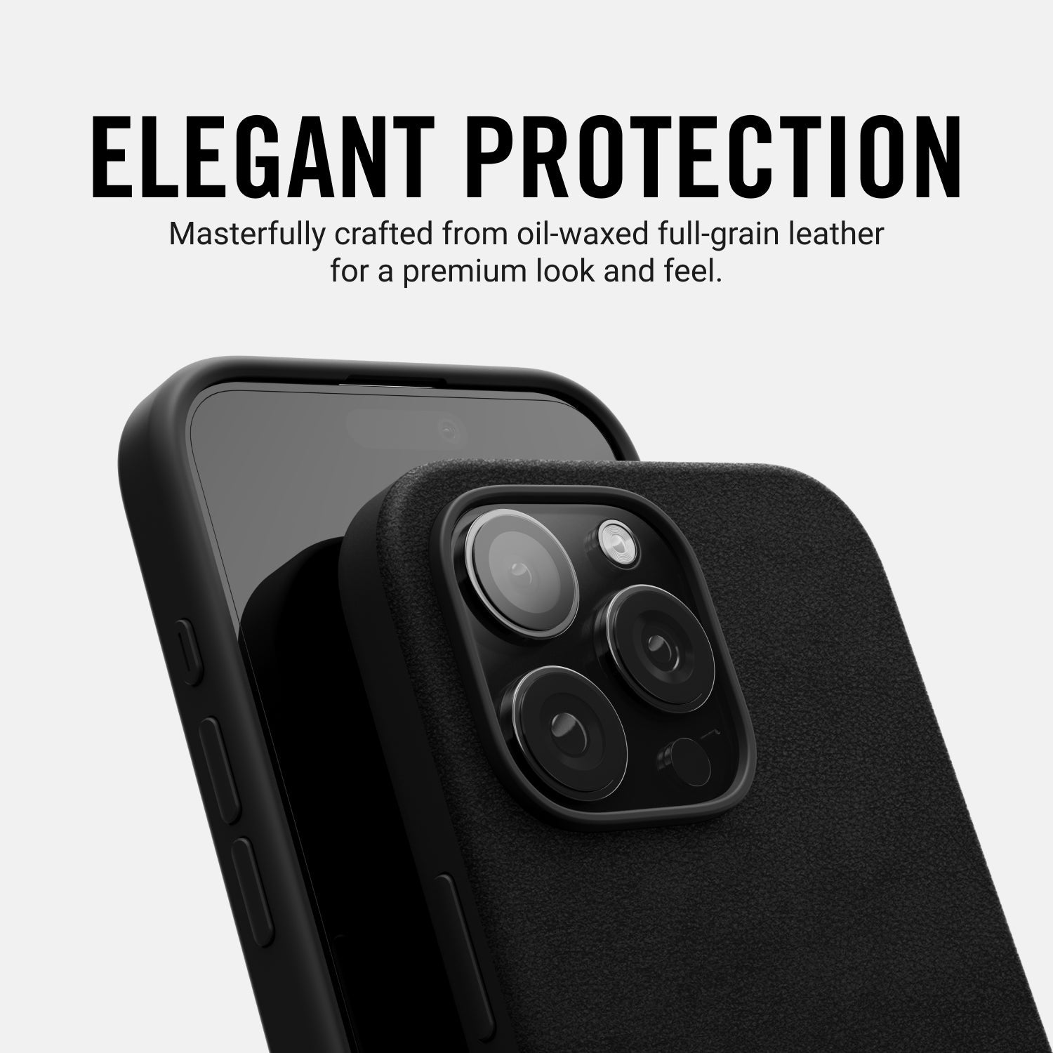 Ridge Phone Case - Midnight Black Leather - iPhone 16